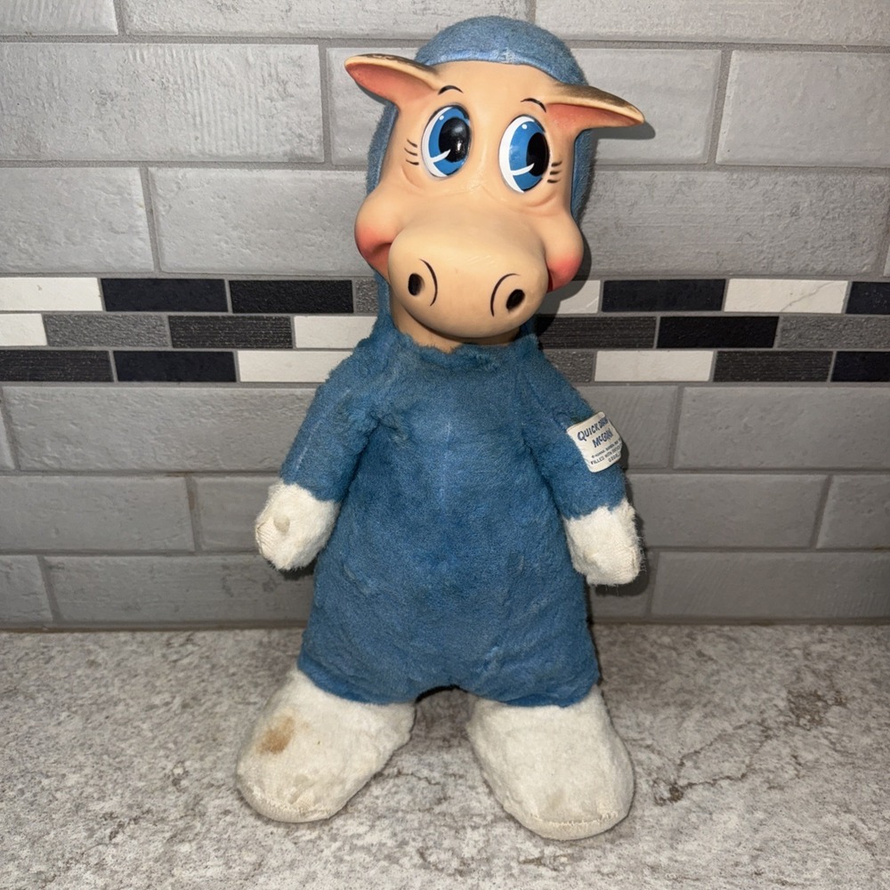 Vintage Knickerbocker 1959 Quick Draw McGraw Cow Rubber Face Doll 16 Inch Stains